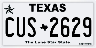 TX license plate CUS2629