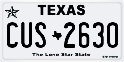 TX license plate CUS2630