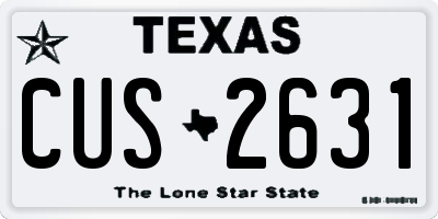 TX license plate CUS2631