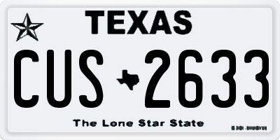 TX license plate CUS2633