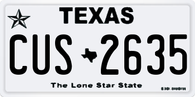 TX license plate CUS2635