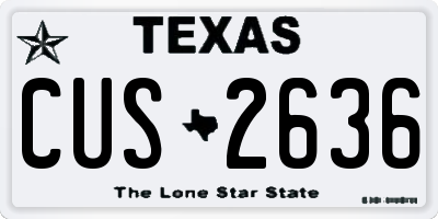 TX license plate CUS2636