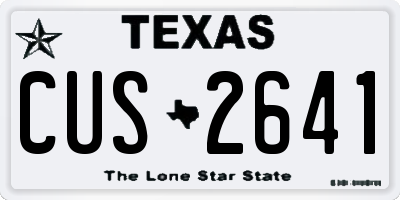 TX license plate CUS2641