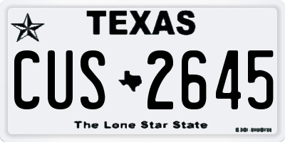TX license plate CUS2645
