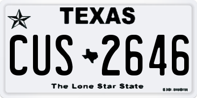 TX license plate CUS2646