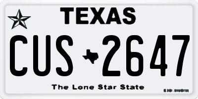 TX license plate CUS2647