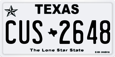 TX license plate CUS2648