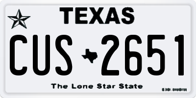 TX license plate CUS2651