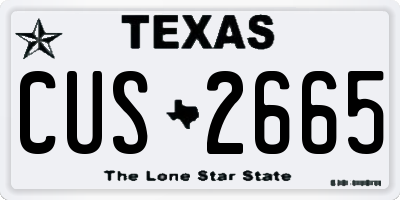TX license plate CUS2665