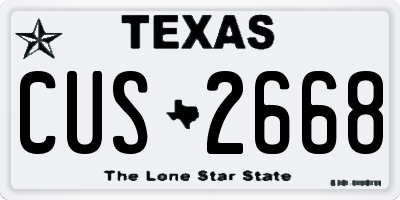 TX license plate CUS2668