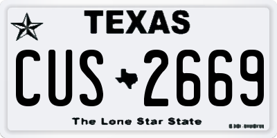 TX license plate CUS2669