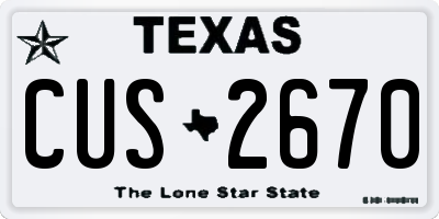 TX license plate CUS2670
