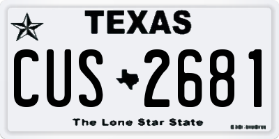 TX license plate CUS2681