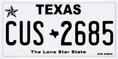 TX license plate CUS2685