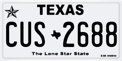 TX license plate CUS2688
