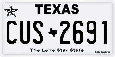 TX license plate CUS2691