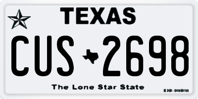 TX license plate CUS2698