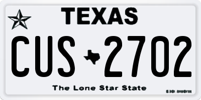 TX license plate CUS2702