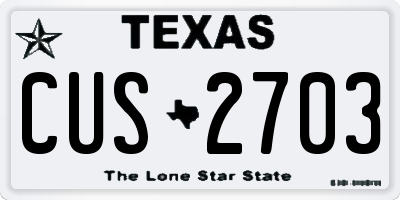 TX license plate CUS2703