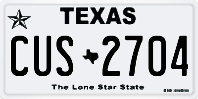 TX license plate CUS2704