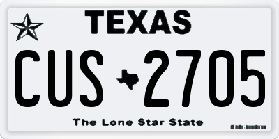 TX license plate CUS2705