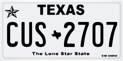TX license plate CUS2707