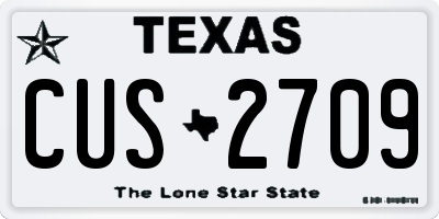 TX license plate CUS2709