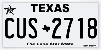 TX license plate CUS2718