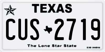 TX license plate CUS2719