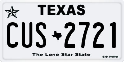 TX license plate CUS2721