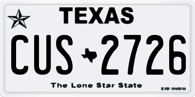 TX license plate CUS2726