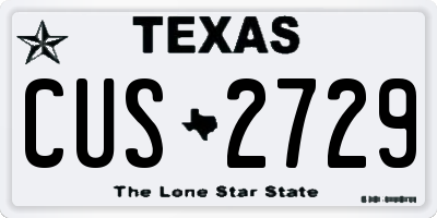 TX license plate CUS2729