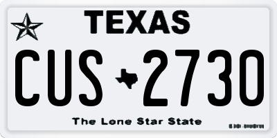TX license plate CUS2730