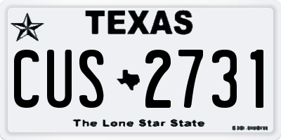 TX license plate CUS2731