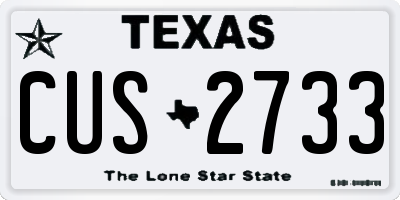 TX license plate CUS2733