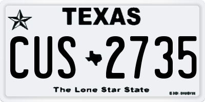 TX license plate CUS2735