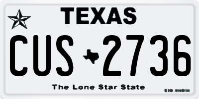 TX license plate CUS2736