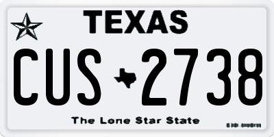 TX license plate CUS2738