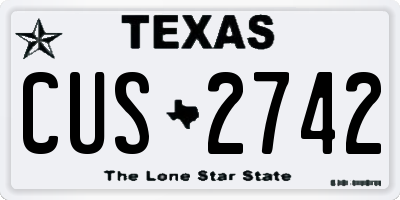 TX license plate CUS2742