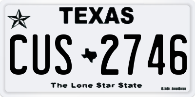 TX license plate CUS2746
