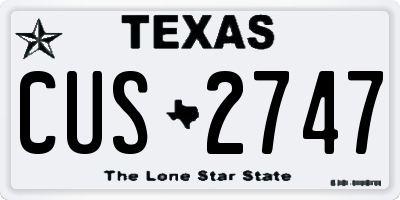 TX license plate CUS2747