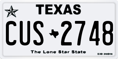 TX license plate CUS2748