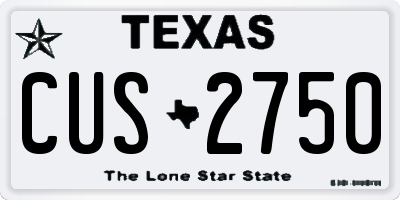 TX license plate CUS2750