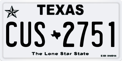 TX license plate CUS2751