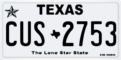 TX license plate CUS2753