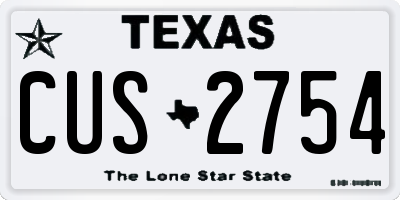 TX license plate CUS2754