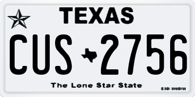 TX license plate CUS2756