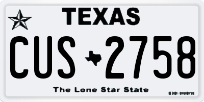 TX license plate CUS2758