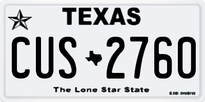 TX license plate CUS2760
