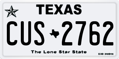 TX license plate CUS2762